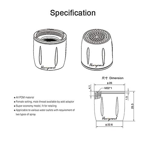 Horiznext POM plastic faucet aerator, bathroom and kitchen shower bubble flow head, (White, 2 pcs)
