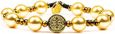 My Saint My Hero Adult Divine Beauty Gold Tone Blessing Bracelet, Adjustable.