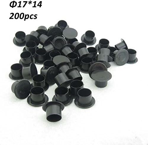 200pcs Black Tattoo Self-Standing Wide Base Ink Cups Cap Supply (17mm)