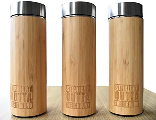 Bamboo Thermos Stainless Steel,Travel Bottle, Mug,Tumbler | Eco-Friendly, BPA-Free, Double Wall Vacuum Insulated | Hot & Cold Tea, Coffee, Water , Loose Leaf & Fruit Infused - 16oz grande, by Still5