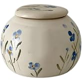 Pet Ceramic Urn – Handcrafted Memorial Urns for Dogs & Cats – Keepsake for Ashes, Small Urn with Forget Me Not Design, Pet Loss Gift, Dog & Cat Remembrance Box - Blue