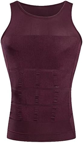 Oberora Mens Sleeveless Slim Fit Tank Top Body Slimming Shaper Purple L