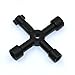 QST 4 in 1 Zinc Alloy Universal Cross Switch Key Wrench Triangle Keyless Chuck for Train Electrical Elevator Cabinet Valve Alloy Triangle/Square Black 1pc