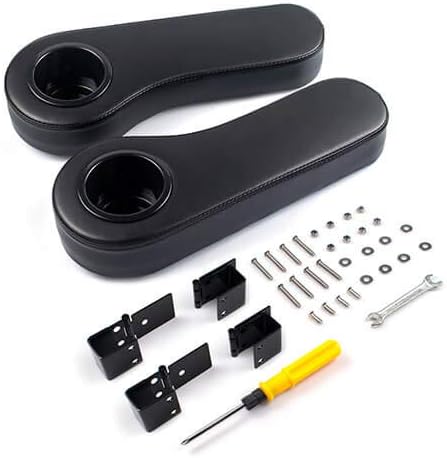 NOKINS Newly Designed Golf Cart Rear Seat Flip Arm Rest Set with Cup Holder,Stainless Steel Damping Hinge,No Drilling,for Club Car EzGo Yamaha