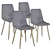 VECELO Modern Dining Side Chairs Fabric Cushion Seat Back Sturdy Metal Legs for Living Room,Set of 4, Gray