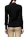 Allegra K Woman Mesh Panel Front Mock Neck Bracelet Sleeves Top XL Black