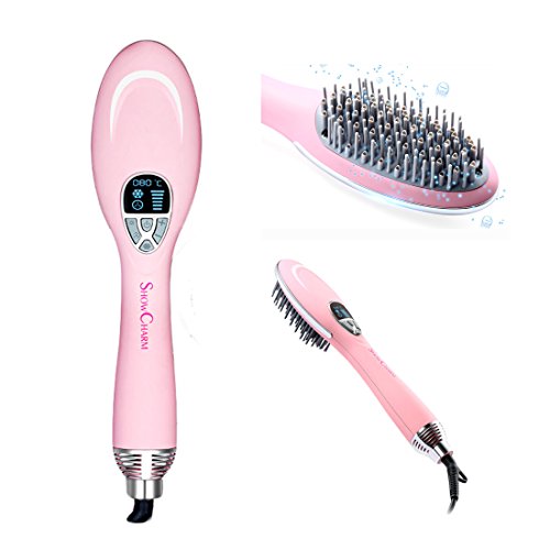 Click Here to See More Images Lookathot Ion-Flow Brush Dryer - 3 in 1 Hairdryer and Straightening Hair with Anion Hair Care - LCD Display Auto Temperature Lock Anti Scald Zero Damage Detangling Hair Styling Comb