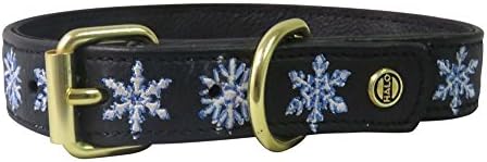 HALO Embroidered Snowflake Padded Adjustable Dog Collars - Genuine Real Leather 100%