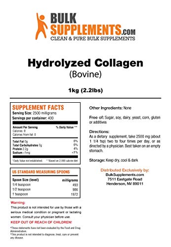 Bulksupplements Hydrolyzed Collagen (Bovine) Powder (1 Kilogram) - //coolthings.us