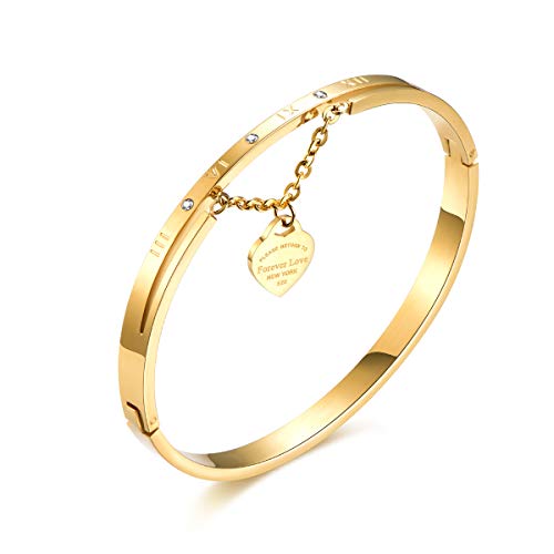 Gold heart bangle