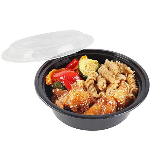 50-Pack containers with Lids (24 OZ.) Lunch Boxes -BPA-Free Food Grade.- Freezer & Dishwasher Safe - Premium Quality