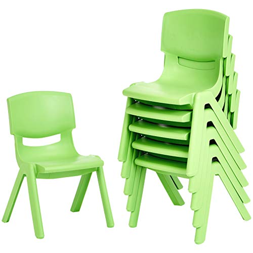 Amazon Basics 10 Inch School Classroom Stack Resin Chair, Green, 6Pack