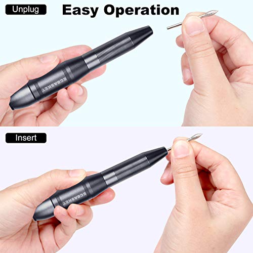 ECBASKET Electric Nail File Nail Electric Drill Nail Dremel Nail File Drill Portable Nail Drill Machine for Acrylic Gel Nails with 150pcs Sanding Bands 11pcs Drill Bits (black)