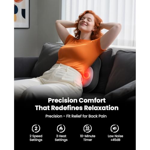 BOB AND BRAD EZBack Go Cordless Back Massager with Heat, Rechargeable Neck Massager for Deep Tissue, Electric Shiatsu 4D Kneading Massage Pillow for Neck, Back, Shoulders, Ideal Gift