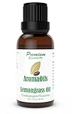 Lemongrass Essential Oil by AromaOils - 1 oz (30 ml) - Best Now for Aromatherapy, DIY Fragrance Additive, Anti-inflammatory, Anti-fungal, and Bug Repellent - 100% Pure Therapeutic Grade