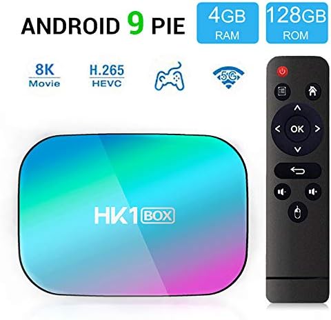 ROWEQPP HK1 Box 4GB 128GB TV Box 8K S905X3 Android 9.0 1000M Dual WiFi 4K 60fps for Google Player Netflix YouTube Media Player 4 + 32GB US Plug