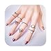 Zealmer Vintage Knuckle Ring Set Sun Moon Elephant Fatima Rhinestone Joint Knuckle Nail Midi Ring Set