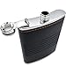 Leather American Flag Hip Flask - Leak Proof Food Grade Stainless Steel for Whiskey or Bourbon Liquor | Bonus Funnel (USA 8 Ounce Flask, Black Leather Wrap)
