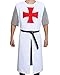 ZJYST Adult Medieval Templar Knight Crusader Tunic Cosplay Costume Outfit with Belt, White, One Size