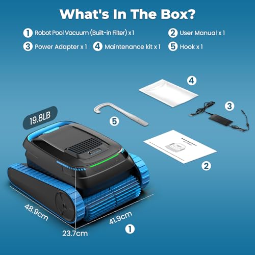 BOTLIFE Robotic Pool Cleaner, 5000 GPH Powerful Suction, Cordless Robotic Pool Vacuum for Inground/Above Ground Pools, Smart Navigation & App Control, 150μm Fine Filter for Wall/Floor/Waterline