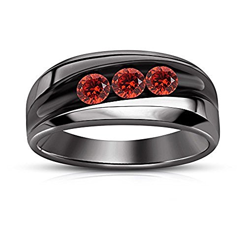Araska Diamond Men's Engagement & Wedding Ring 10k Black Gold Fn In 0.15 CTW Red Ruby Cz Size 10 (10)