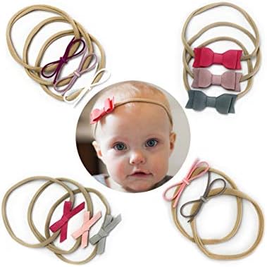 Baby Wisp 11 Headband Faux Suede for Baby Girls, Baby Bows and Headbands, Nylon Headbands for Newborn Infant Girls, Gift Set, Baby Accessories.