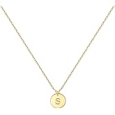 MOMOL Gold Initial Necklace 18K Gold Plated Stainless Steel Coin Engraved Heart Letter Necklace Name Necklace for Women