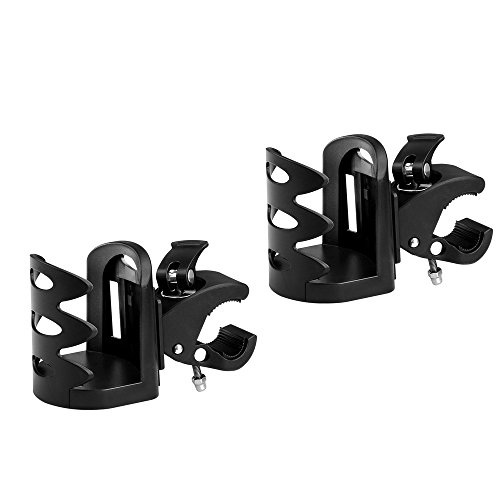 accmor Universal Stroller Cup Holder by, Attachable Drink Holder for Baby Stroller, Pushchair Bicycle Strollers, Bike, Mountain Bike and Wheelchair (2Pack)