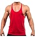 Men's Stringer Bodybuilding Workout Tank Top Gym Shirt Vest Y Back,Red,Large
