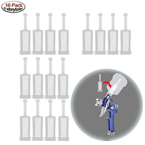 Febrytold 16 Pcs Universal Gravity Spray Gun Filters Fine Mesh, Disposable Gravity Feed Spray Gun Paint Strainer (Best Hvlp Gravity Feed Spray Gun)