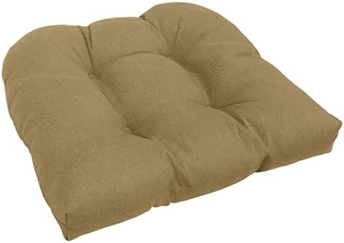 Honeycomb Plush Indoor/Outdoor Tufted Wicker Seat Cushion (Wheat)