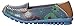 UJoowalk Womens Comfortable Casual Flexible Cowhide Leather Floral Print Walking Driving Shoes Slip on Loafers (9.5 B(M) US, Blue)