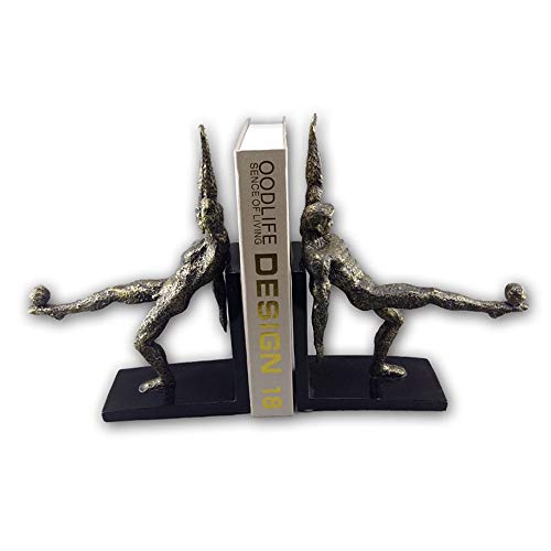 MQW Modern Minimalist Figure Sculpture Resin Bookend Magazine Shelf Living Room TV Cabinet Bedroom Hotel Cafe Bookstore Desktop Decoration 21.5 8 28.5CM Delicate and Beautiful (Color : Brass) - Thumbnail 6