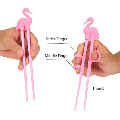 Training Chopsticks for Children Adults,LANMOK 4 Pairs Children's Chopsticks with Helpers Multi Animal Style Design Learning Chopstick Set Reusable Fun Helper for Kids Child Right or Left Handed - Thumbnail 4