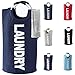 HOMEVAGE Laundry Basket - 1 Pack 82L Large Fabric Laundry Hamper Bag - Collapsible, Portable, Foldable Clothes Bag Organization, Waterproof, Durable Handles For Bathroom, Kids Room (Dark Blue)