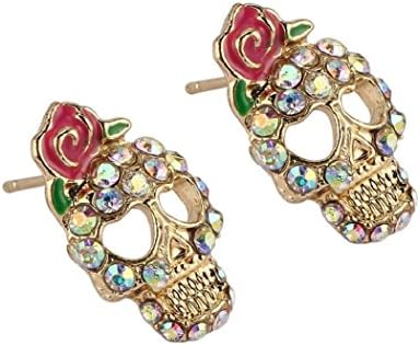 Rhinestone Alloy Personalize Skull Stud Earrings 2x1.2CM