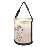Klein Tools 5109 Wide-Opening Straight-Wall Bucket Made of Heavy-Duty No. 6 Canvas with Black Molded Polypropylene Bottom
