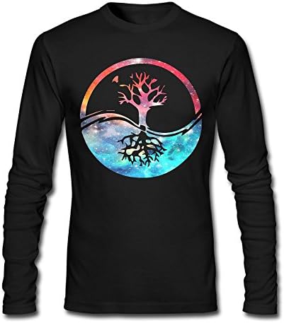 Yin Yang Bonsai Tree Japanese Men's Cotton Long-Sleeve T-Shirt Athletic Graphic Tee Crew Neck XXL