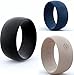 FIDELIS nv Silicone Wedding Ring Band 3 Rings Pack Premium Wedding Bands Engagement Active Men,Women,Athletes Comfortable Fit & Skin Safe Silicone Jewelry Rings (Gray Black Graphite, 9-10)