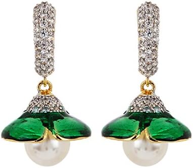 24K Gold Plated CZ and Pearl Earring for Women.