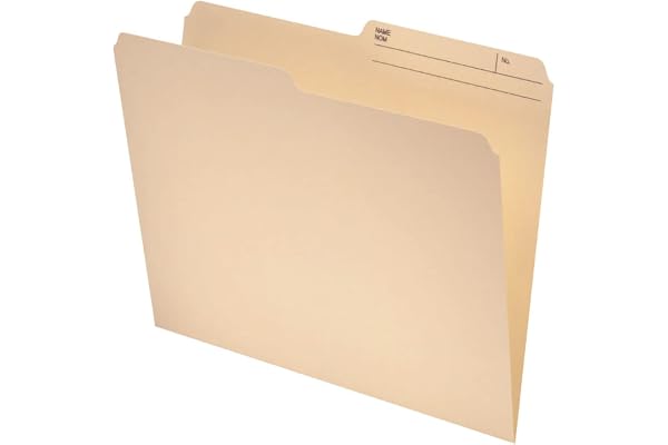Pendaflex File Folders, 100/Box, 1/2 Cut Tab, Letter Size, Manila, Durable & Tear-Resistant File Organizers for Office, Home