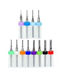 Juego de 12 molinillos de acero de tungsteno CNC para terminales de fresado, para placas de circuito PCB, plástico, fibra, madera, cobre, 0,5 ~ 0.125 in