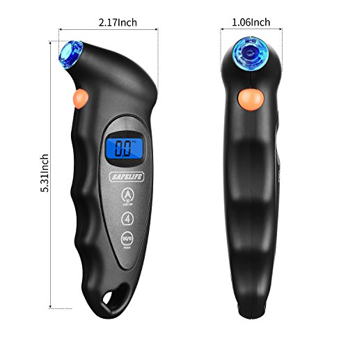 SAFELIFE Digital Tire Pressure Gauge 150 PSI Digital Tire Gauge with Backlit LCD and Non-Slip Grip (Black)