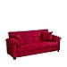 Handy Living Maurice Pillow Top Arm Convert-a-Couch in Crimson Microfiber