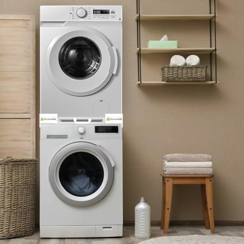 NIUXX Universal Stacking Kit for Washer and Dryer - Adjustable Stacker Frame for 53-68 cm Tumble Washing Machine - Stackable Sliding Shelf with Ratchet Ropes & Anti Vibration Feet