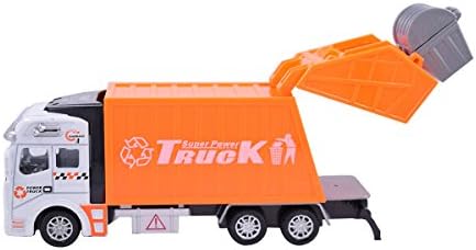 Cltoyvers Pullback Garbage Truck with Openable Back Metal Recycling Truck Toys for Kids - Orange