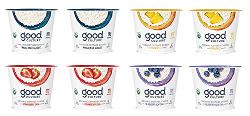Good Culture, Organic Cottage Cheese, Classic, Pineapple, Strawberry, Blueberry 5.3 oz (8 Pack)