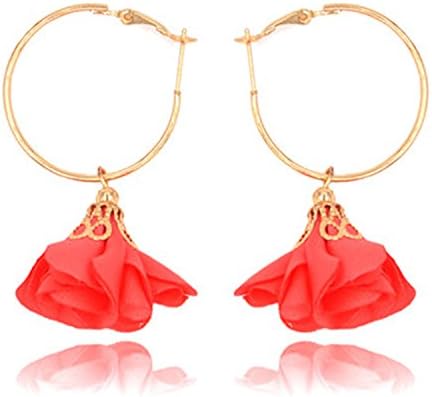 Baqijian Colorful Roses Earrings Cute Romantic Sexy Big Round Earrings Big Roses Flower Tassel Earring Women Ethnic Flower Earring E020681