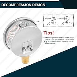 MEASUREMAN 2-1/2" dial,Glycerin Filled, Stainless