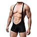 TiaoBug Men's Wrestling Singlet Smooth Freestyle Jockstrap Bodysuit Underwear Black X-Large